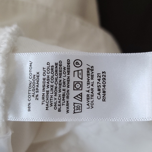 Loft midrise white jeans w/frayed ankles - Picture 7 of 13